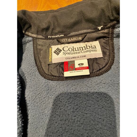 Columbia Titanium Fleece Jacket Men's Large Blue Black Full Zip Outdoor Layer - Picture 4 of 8